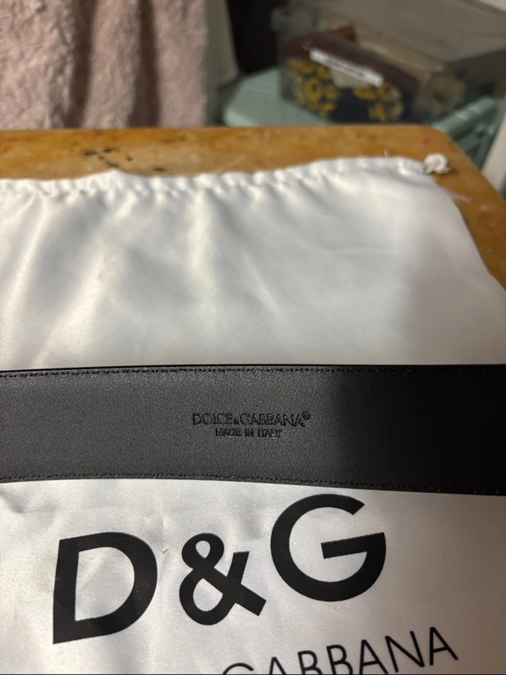 Dolce & Gabbana Black Leather Belt with Silver DG Buckle - Picture 2 of 5